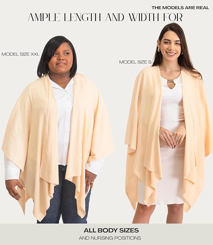 Set Premium Breast Feeding Covers for Women of All Body Types: Ultra Soft Stylish and Breathable Nursing Cover up for Breastfeeding + 4 Reusable Breast Pads for Nursing Comfort (Sand Dune)