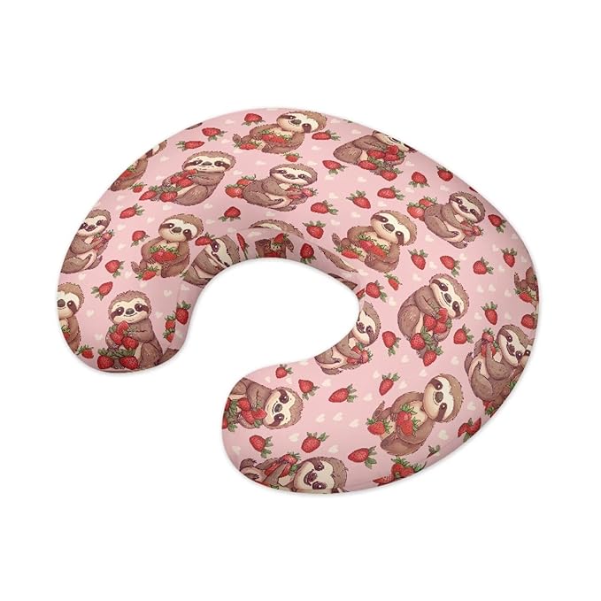 Jeiento Pink Love Heart Sloth Nursing Pillow Covers for Nursing Pillowcase Comfortable Feeding Pillow Covers Soft Quick-Dry Fabric Cover for Breastfeeding Moms