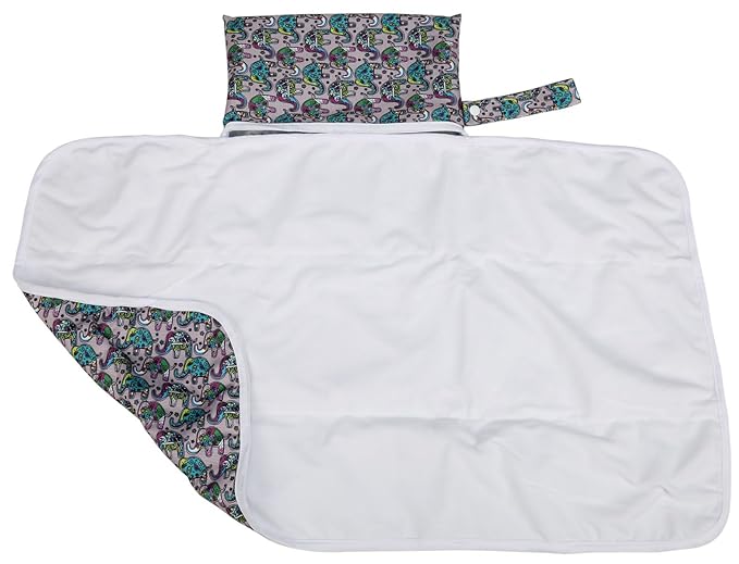 Baby Diaper Changing Mat Portable Foldable Washable Compact Travel Nappy Waterproof Play Mat 30inx18.5in,77cmx47cm (Paisley Elephant)