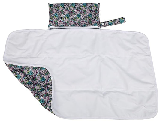 Baby Diaper Changing Mat Portable Foldable Washable Compact Travel Nappy Waterproof Play Mat 30inx18.5in,77cmx47cm (Paisley Elephant)