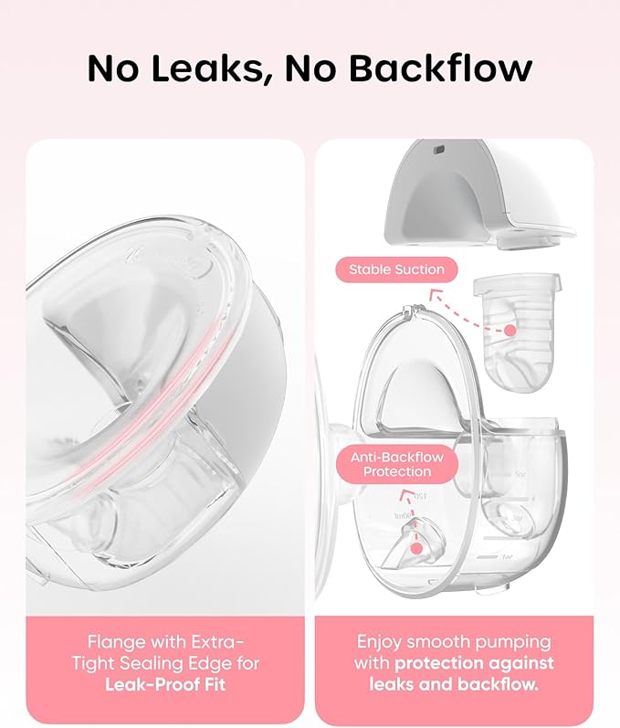 Nuliie S32 Wearable Breast Pump Hands-Free, More Private Electric Pump, 4 Modes 9 Suction Levels, 24mm Flange with 13/15/17/19/21mm Inserts, Easy Clean & Anti-Leak Design (2 Packs, White)