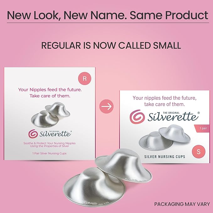Silverette® The Original Silver Nursing Cups, Nipple Covers for Breastfeeding Essentials, Pure 925 Silver Nipple Shields