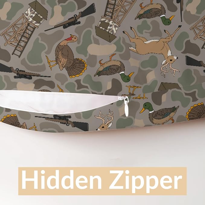 Vintage Hunting Animals Nursing Pillow Covers Hunting Mallard Duck Deer Turkey Nursing Cover for Breastfeeding Camouflage Outdoor Adventure Soft Slipcover for Baby Girls Boys Newborn