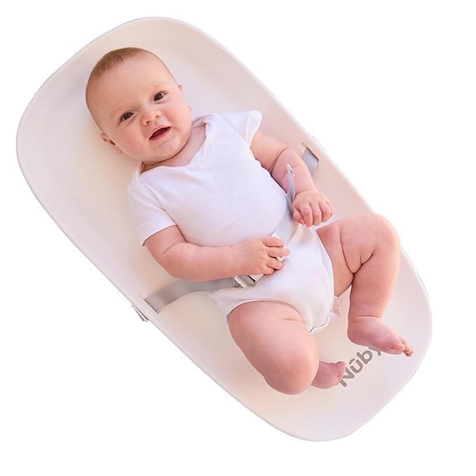 Nûby Diaper Changing Pad with Safety Harness, Non-Slip Base, Contoured Sides, Soft Foam, Easy-Clean Waterproof Surface, Fits Most Changing Tables, Portable Infant Changing Pad