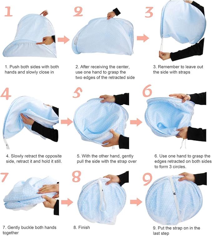 Portable Baby Mosquito Net, Folding Travel Crib Tent With Zipper Closure - Instant Pop Up Bed With Breathable Pad