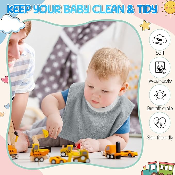 Foaincore 6 Pcs Pullover Baby Bibs Cotton Terry Toddler Absorbent Infant for Feeding and Drooling Towel Bib (Lovely Colors)