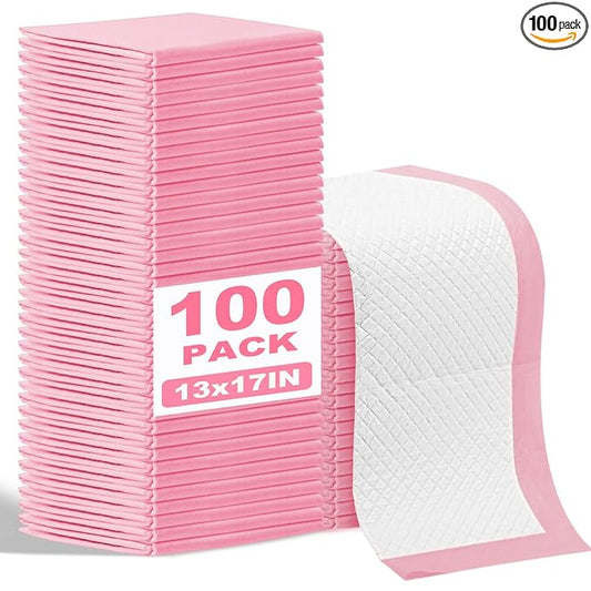 100 Pack Disposable Changing Pads for Baby,13x17In Baby Disposable Underpads,Waterproof Diaper Changing Pad,Ultra Absorbent,Breathable Leakproof Underpads Bed Table Protector Mat