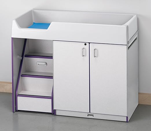 Jonti-Craft Rainbow Accents 5145JC004 Diaper Changer with Stairs, Left, Purple
