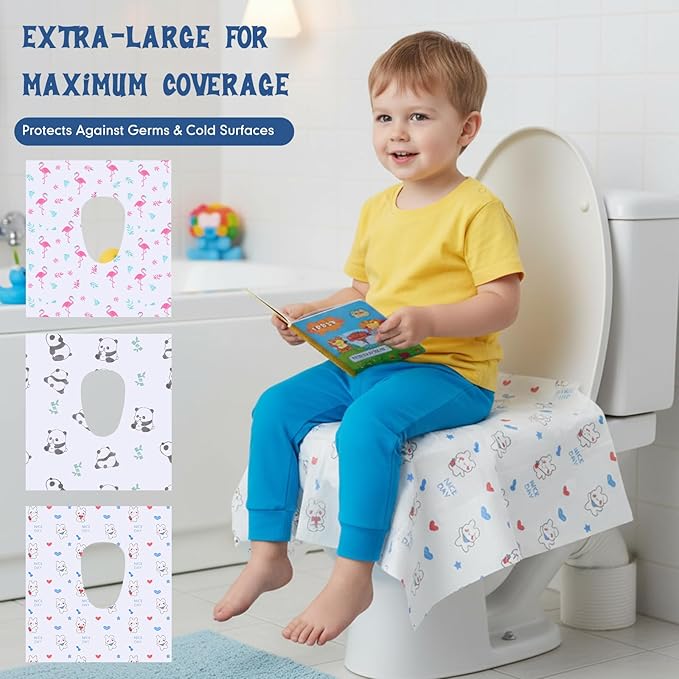 Dunzoom 200 Pack Disposable Toilet Seat Covers Waterproof for Campers & Adults, Individually Wrapped for Public Restroom, Travel, Airplane, Trip, Camping & Hiking (Large)