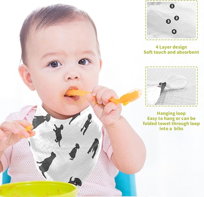 vvfelixl Labrador Retriever Dogs Baby Burp Cloths Baby Muslin Washcloths for Boys Girls Cotton Baby Face Towel for Newborn Infants Soft and Absorbent 11.8 X 11.8 in, 5 Pack