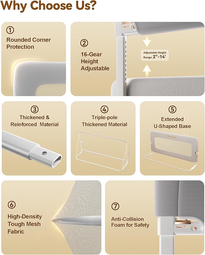 Baby Bed Rail Guard, 32in Thickened Toddler Bed Rail for Toddlers, Extral Tall Swing Down Child Safety Side Railing Guards with Reinforced Anchor for Twin, Full, Queen, King Bunk Size Bed, Grey, 27”H
