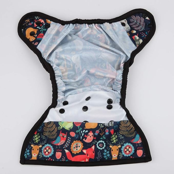 Baby Diaper Cover Nappy One Size 8lbs to 36lbs (Fox Rabbit Owl)