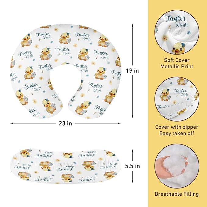 Dyoart Custom Baby Nursing Pillow Cover for Nursing, Cute Duck Removable Nursing Covers for Breastfeeding Pillows, Ultra Soft Comfortable Slipcover for Newborn Baby Boys and Girls