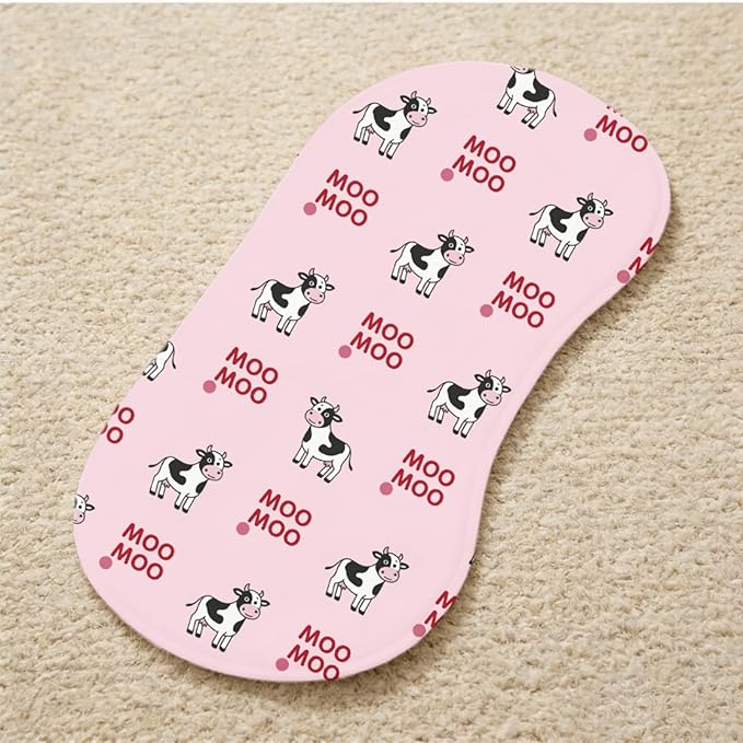 4 Pack Baby Burp Cloths for Girls, Soft Cotton, Pink Cow Print Design, Super Absorbent Baby Burping Cloths for Newborns, Machine Washable and Reusable Baby Spit-Up Cloths