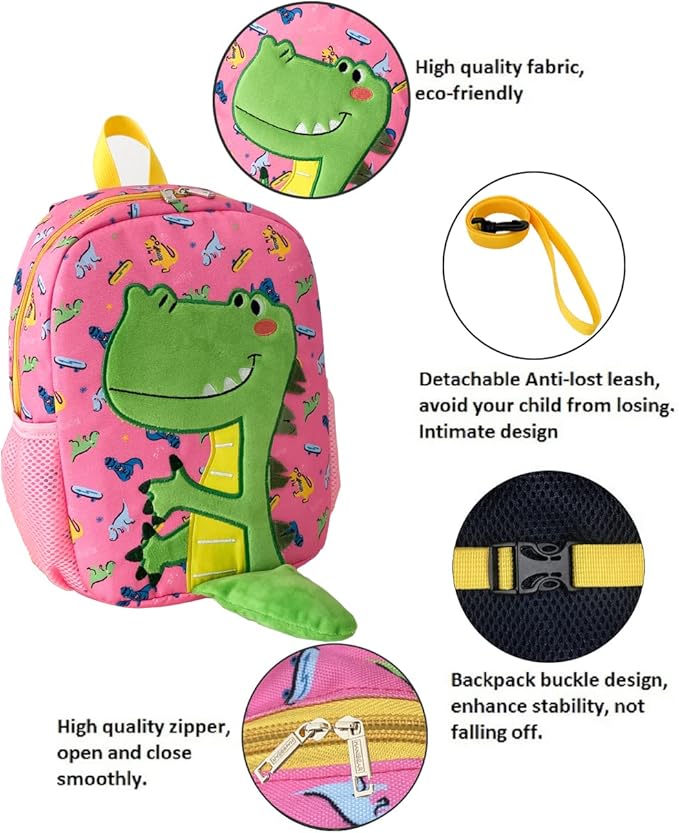 DB Dinosaur Toddler Mini Backpack with Leash,Children Kid Leash Backpack for Boys Girls,Baby Harness Bookbag