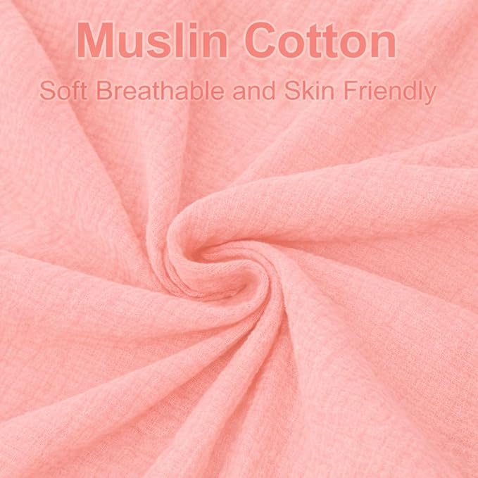 2 Pack Blush Muslin Crib Sheets for Boys & Girl- Neutral Breathable Cotton Crib Mattress Sheets Fitted for Standard 28"x 52"- Nursery Décor No Slip Crib Bed Sheets