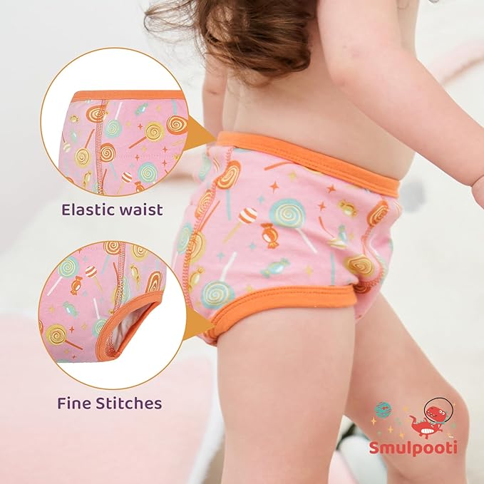 8 Packs Reusable Training Pants 4t-5t for Potty Training and Strong Absorbent Plastic Training Pants for Toddlers Girls 5t