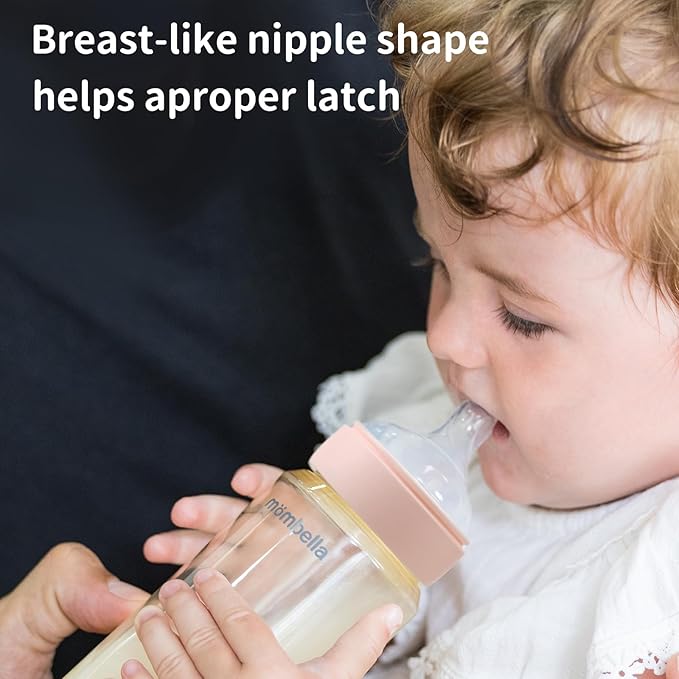 Mombella Classic PPSU Baby Bottles for Newborn 6oz, Anti-Colic Slow Flow Silicone Nipple Milk Bottle, Breast-Like Soft Teat, Durable Feeding Bottle, BPA Free, Pink