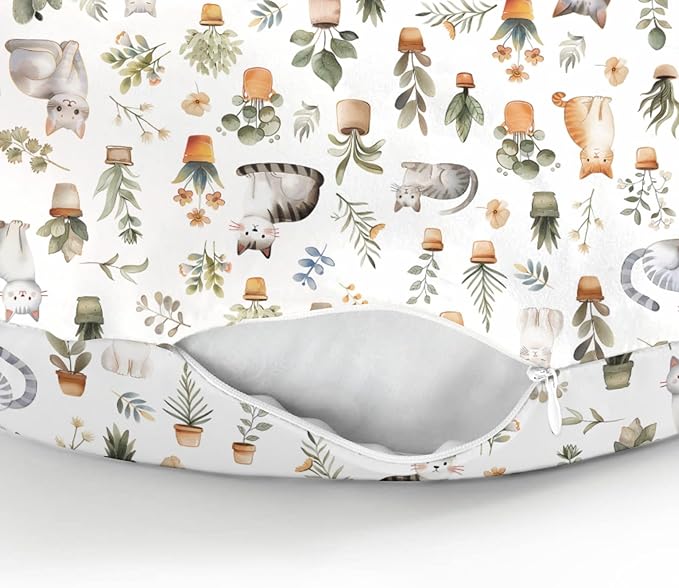 Watercolor Cats Tropical Houseplants Baby Nursing Pillow Covers for Boy Girl Boho Neutral Kittens Nursery Pillowcase for Breastfeeding Pillows Cat Lover Gift Soft Stretchy Slipcovers for Newborn