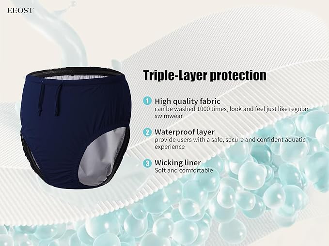 Youth Special Needs Reusable Swim Diapers Swimwear for Incontinence Cloth Diaper Covers Waterproof,Leakproof, Unisex (8-10T, Black)