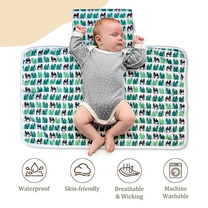 Mama Koala Waterproof Cloth Diaper Changing Pad - Waterproof Reusable Absorbent Mat for Cloth Diapers, Baby Crib, Travel, Daycare, 2 Pack 27.5 * 15.7 Inches