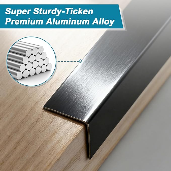 Raytano 8Pcs 45"L ×2"W Self Adhesive Black Metal Corner Protectors, Modern Aluminum Wall Corner Guards for Wall Door Furniture Cabinet Baseboard Frame Protection and Decoration (Size:45" x 2",Black)