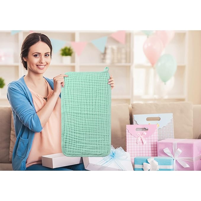 Hicarer 6 Pcs Girl Muslin Burp Cloths Cotton Burping Spit Rags Large 20 x 10 Inch 6 Layers Newborn Soft Absorbent Multicolor Wash Cloths Diapers for Baby Shower(Cute Color Series)