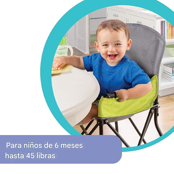 Summer Infant Pop ‘n Sit Portable Highchair, Green - Portable Highchair for Indoor/Outdoor Dining – Space Saver High Chair with Fast, Easy, Compact Fold, for 6 Months – 45 Pounds