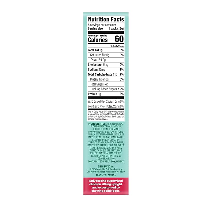 Beech-Nut Toddler Snacks Jammin' Waffles with Fruit Filling for Babies & Toddlers, Pear Raspberry, 10 Boxes (50 Individually Wrapped Packs)