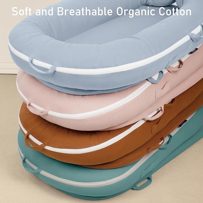 Organic Replacement Cover with Waterproof Pad | Premium Quality Spare Cover Certified Organic Cotton | [Fits Dockatot Deluxe + Docks] (Cover Only) (Alice Blue, Waterproof Organic Cotton)