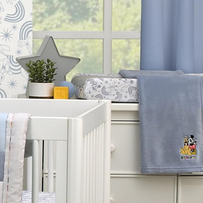 Disney Mickey and Friends Grey and White Pluto, Goofy, and Rainbows Super Soft Changing Pad Cover