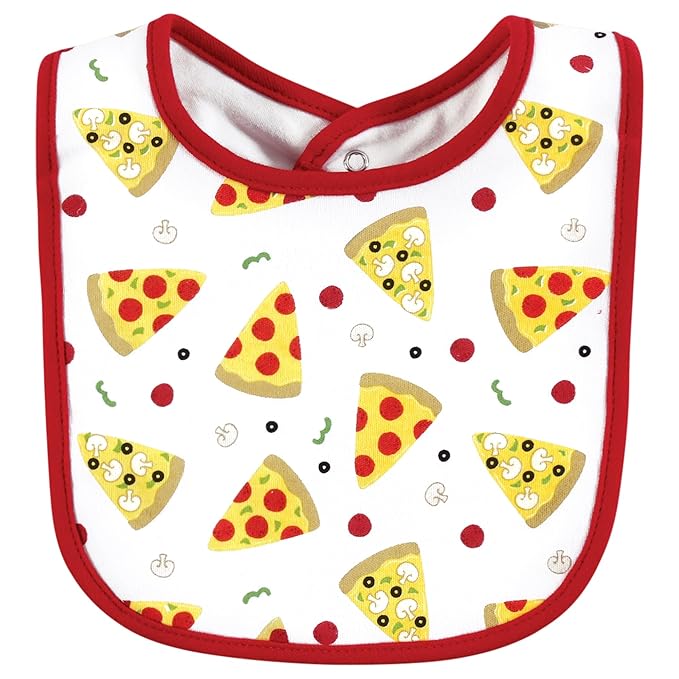 Hudson Baby Infant Boy Cotton Bibs, Pizza Slice Of Heaven, One Size