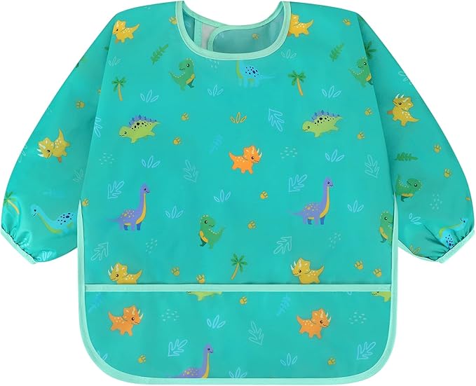 Accmor 3 Pack Long Sleeve Bibs, Baby Smock Waterproof Sleeved Bib Smock for Baby Toddler 6-36 Months