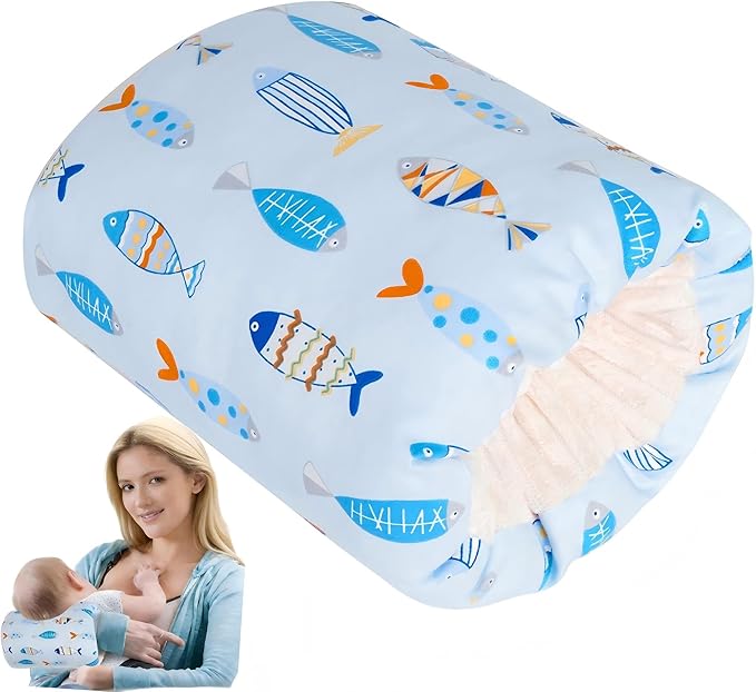 Baby Feeding Arm Pillow，Nursing Arm Pillows for Breastfeeding，Soft Cotton for Newborn, More Support for Mom and Baby,Portable and Washable,Ergonomic Nursing Essentials（Colorful Little Fish）