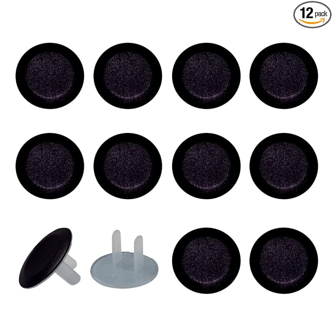 Pure Black Color Outlet Covers for Electrical Power Baby Proofing Wall Socket Protector Child Proof Outlet Protector - Electrical Insulation
