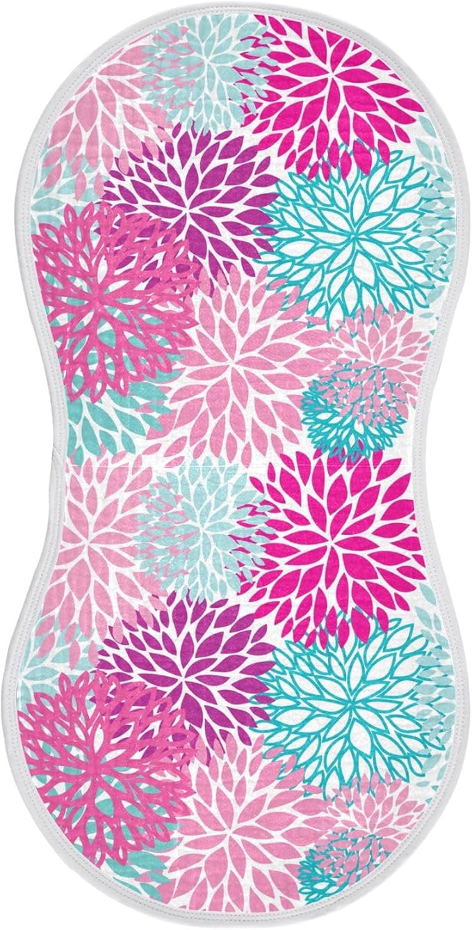 vvfelixl Baby Burp Cloths Dahlia Flower Print Baby Newborn Cotton Burping Cloths Set Baby Washcloths 4 Pack Purple