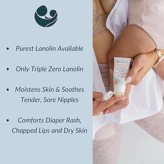 Ameda Triple Zero Lanolin Nursing Cream, 35 Grams, Soothe Tender & Sore Nipples