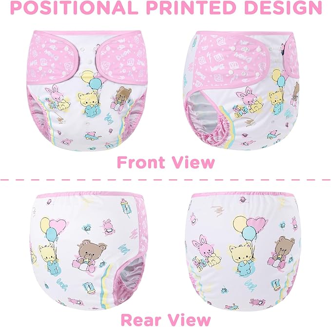 Littleforbig Washable Adjustable Reusable Waterproof Cloth Adult Diaper Wrap Cover - Baby Cuties M