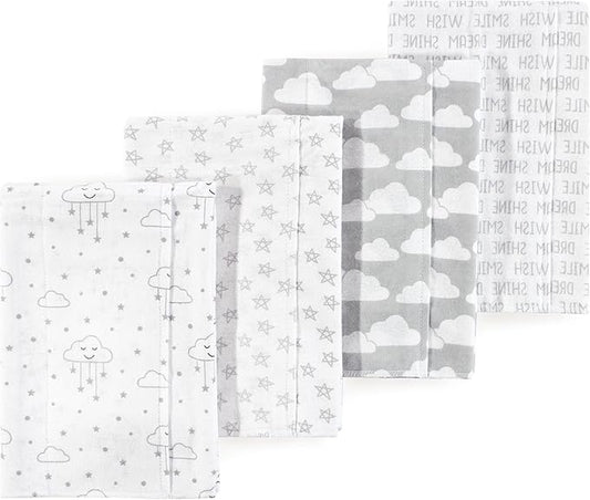Luvable Friends Hudson Baby Flannel Burp Cloths 4pk, Misty Gray Cloud