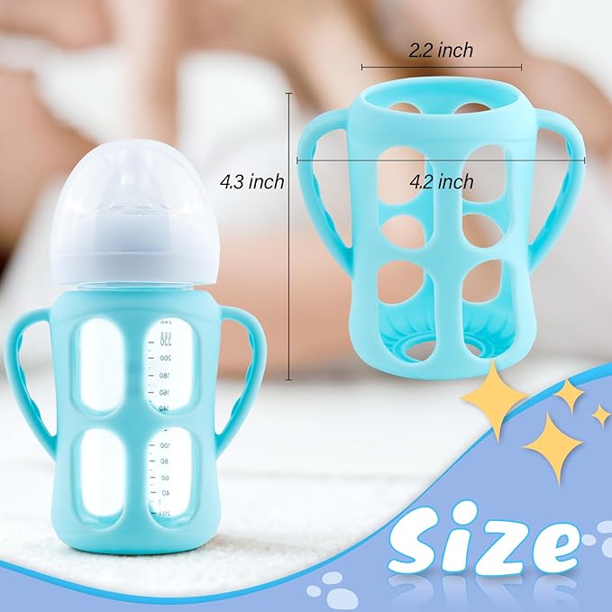 Silicone Sleeves for Philips Avent Baby Bottles 3 Pack, Anti Breakage Baby Bottle Holder with Handle for Avent Glass Natural Baby Bottle, BPA Free