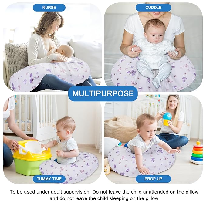 Plushii Nursing Pillow for Breastfeeding, Soft and Supportive Breastfeeding Pillow for Mom and Baby, Cute Feeding Pillow with Removable Cover for 0–12 Months, Butterfly Dreams