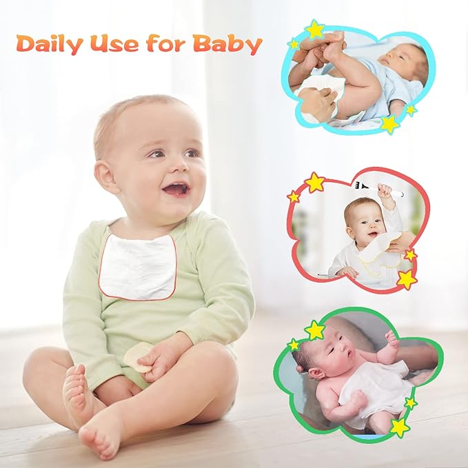 54 Packs Flannel Cloth Baby Wipes with Dispenser, Reusable Natural Skin-Friendly Baby Wipes, Body Face Hand Washcloth Essential for Cloth Diapers 8x8 inch