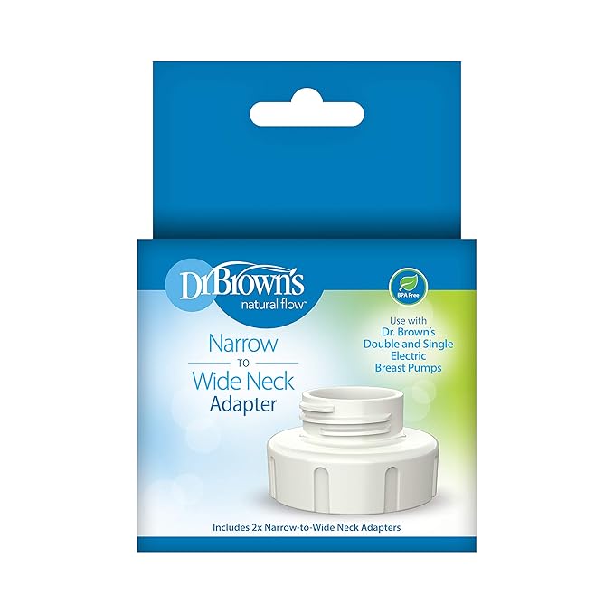 Narrow to Wide-Neck Adapter for Dr. Brown’s Electric Breast Pumps (Pack of 2) White