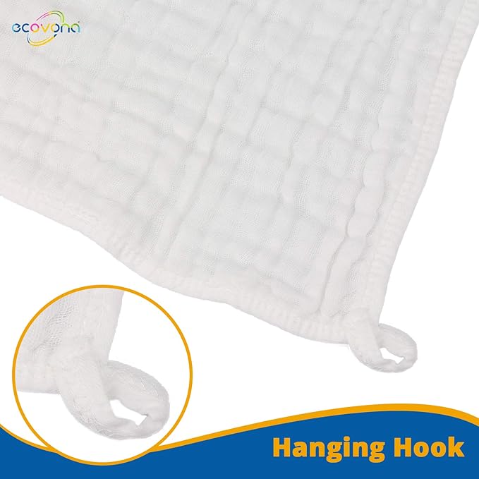 Muslin Burp Cloth for Baby Boys and Girls (8 Pack) | Cotton Newborn Essential Must Have Item | White Unisex Design | Super Soft and Absorbent Burping and Spit Up Cloths | Multi Use Baby Shower Item