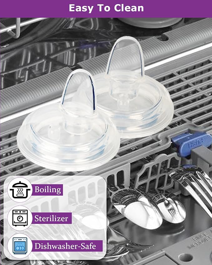 Sippy Spout Nipples for Dr. Brown's Wide-Neck Baby Bottles and Sippy Spout Bottles,Variable Flow, Silicone Conversion Nipple,6+ Months,6 Count