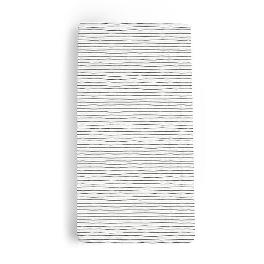 Makemake Organics Organic Changing Pad Cover GOTS Certified Organic Cotton Changing Table Cover Non Toxic Quilted Ultra Soft Unisex Girls Boys Blue Nursery (16"x33", Navy Stripes)