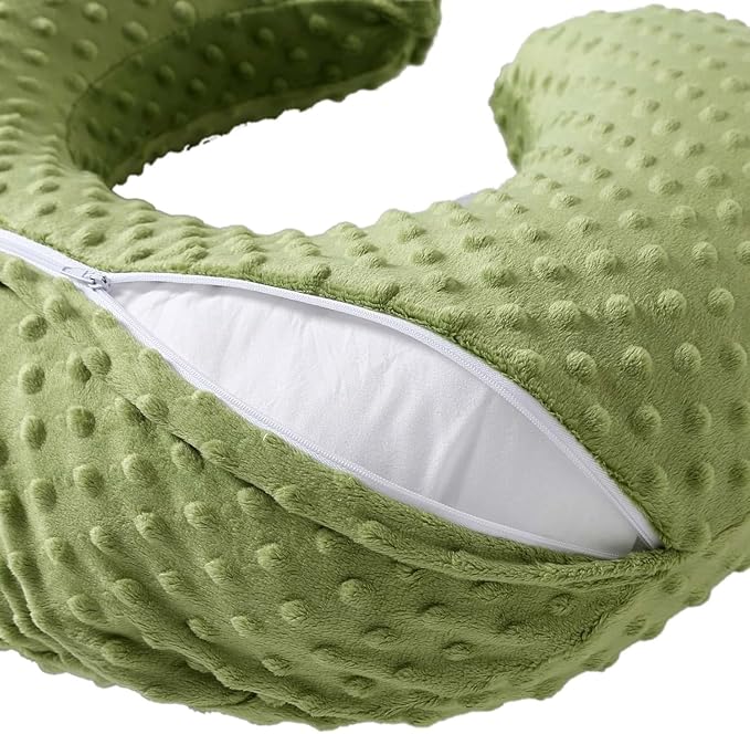 Nursing Pillow Cover Breastfeeding Pillow Cases Plush Dot Slipcover (Sage)