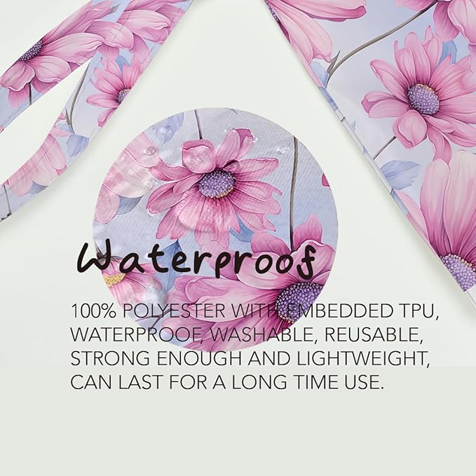 Fokongna Floral Print Wet Bag, Small Portable Waterproof Multi-Functional Organizer for Women, Blush Pink Large Daisy, Ideal for Daily, Beach & Travel