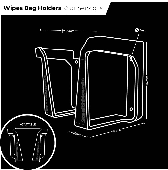 StealthMounts Wipe Holder – 2 Pack Wall Mount Wipe Dispensers & Storage Racks for Workshop, Garage & Cleaning Stations – Made in The UK