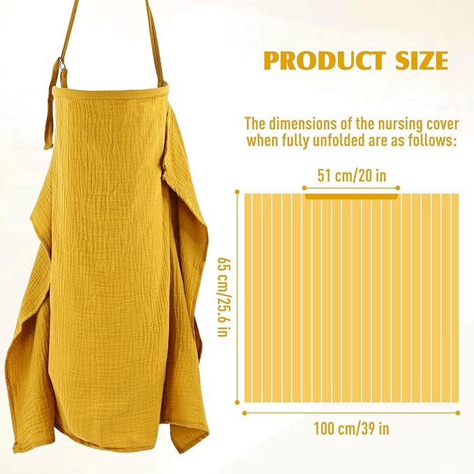 Cinaci 2 Pack Pure Cotton Muslin Lightweight Breathable Breastfeeding Nursing Cover Blankets with Adjustable Metal Clasp (Purple+Ginger)